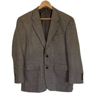 Alan Flusser Mens Sport Coat Blazer 40S Black Nailshead Lambswool Cashmere Blend